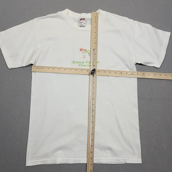 Vintage Boca Raton Florida Palm Tree Embroidered Shirt Medium White Graphic - Picture 4 of 8
